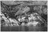 Chaski Slide seen from lake. Crater Lake National Park ( black and white)