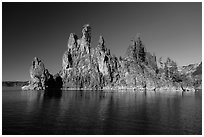 Phantom Ship seen from lake. Crater Lake National Park ( black and white)