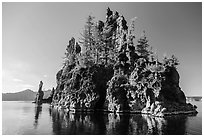 Phantom Ship Island. Crater Lake National Park ( black and white)