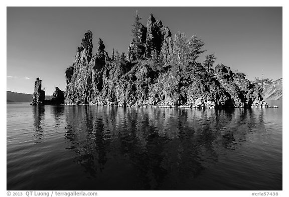 Phantom Ship and reflection. Crater Lake National Park (black and white)