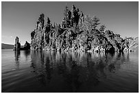 Phantom Ship and reflection. Crater Lake National Park ( black and white)