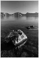 Rocks in lake, Cleetwood Cove. Crater Lake National Park ( black and white)