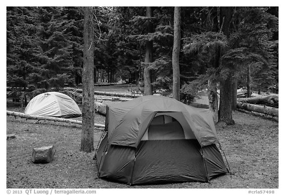 Mazama Village campground. Crater Lake National Park (black and white)