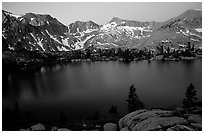 Woods Lake, sunset. Kings Canyon National Park, California, USA. (black and white)