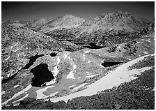 Rae Lakes basin from  high pass. Kings Canyon  National Park ( black and white)