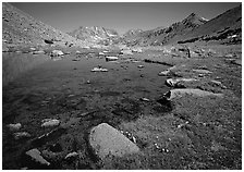 Pond at Sawmill Pass, morning. Kings Canyon  National Park ( black and white)