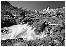 Stream and mountains. Kings Canyon  National Park ( black and white)