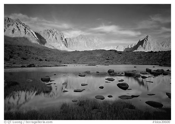 Palissades and Isoceles Peak at sunset. Kings Canyon  National Park (black and white)