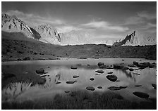Palissades and Isoceles Peak at sunset. Kings Canyon National Park, California, USA. (black and white)