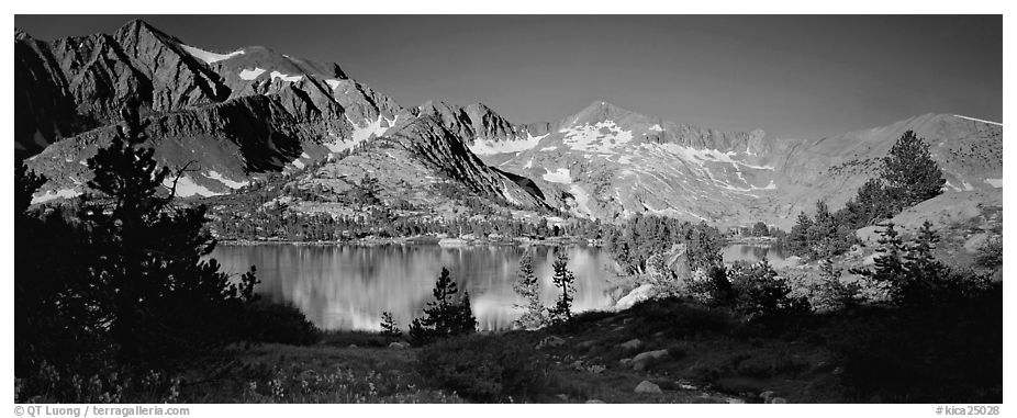 Lake and high peaks. Kings Canyon  National Park (black and white)