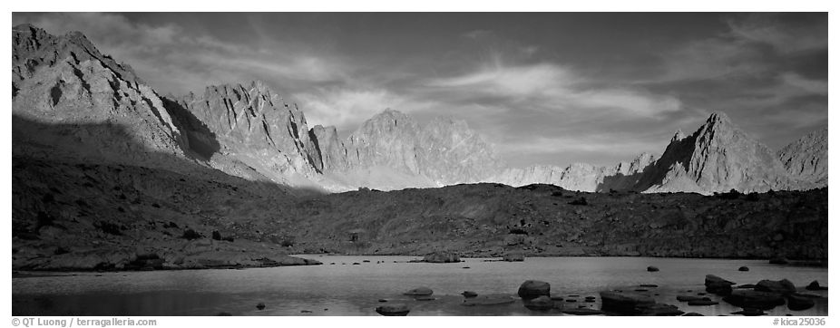 Palissades at sunset, Dusy Basin. Kings Canyon National Park (black and white)