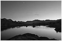 Lake at sunset, Dusy Basin. Kings Canyon National Park, California, USA. (black and white)