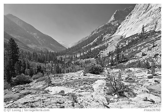 Rocks and meadows, Le Conte Canyon. Kings Canyon National Park, California, USA.