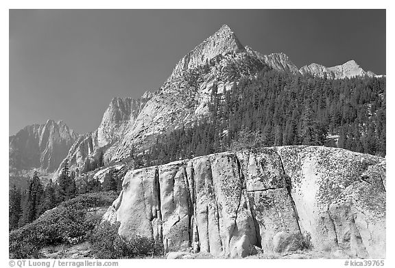Granite block and peak, Le Conte Canyon. Kings Canyon National Park, California, USA.