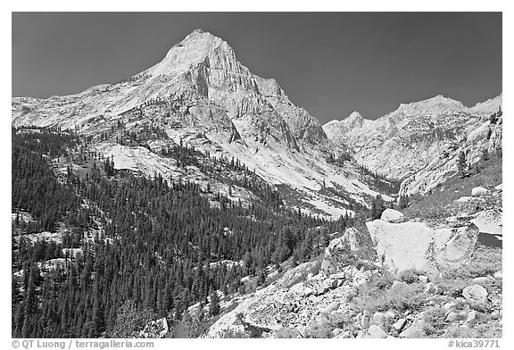 Le Conte Canyon and Langille Peak. Kings Canyon National Park (black and white)