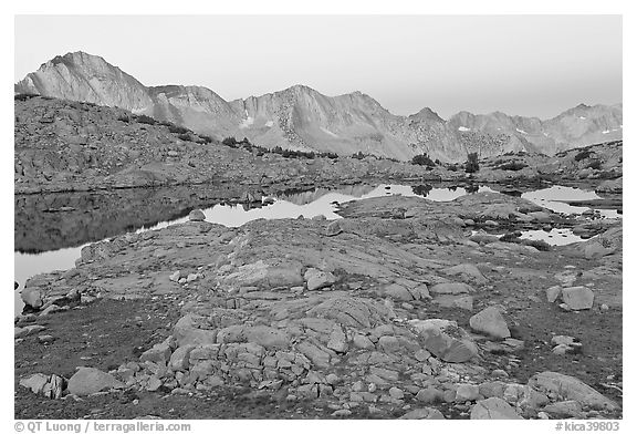 Dusy Basin at dawn. Kings Canyon National Park (black and white)