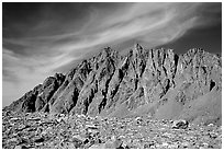 Mt Agasiz above Bishop Pass, afternoon. Kings Canyon National Park, California, USA. (black and white)
