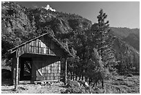 Knapps Cabin. Kings Canyon National Park, California, USA. (black and white)
