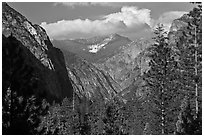 U shape of Kings Canyon seen from Canyon Viewpoint. Kings Canyon National Park ( black and white)