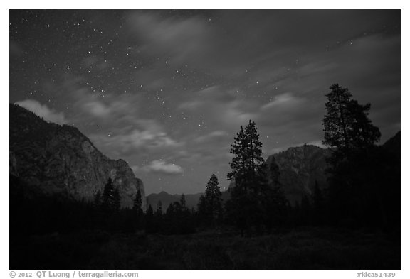 Cedar Grove valley at night. Kings Canyon National Park, California, USA.