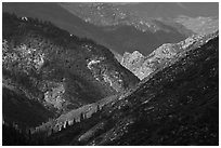 Canyon of the South Forks of the Kings River. Kings Canyon National Park ( black and white)