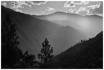 Ridges of South Forks of the Kings River canyon. Kings Canyon National Park ( black and white)