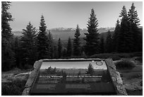 Protecting Wilderness interpretive sign. Kings Canyon National Park ( black and white)