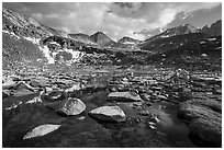Alpine tarn below Forester Pass. Kings Canyon National Park ( black and white)