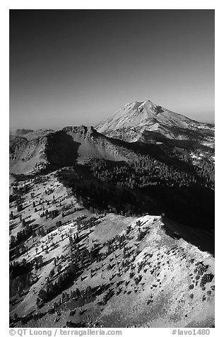 Mt Diller, Pilot Pinnacle, and Lassen Peak from Brokeoff Mountain, late afternoon. Lassen Volcanic National Park, California, USA.