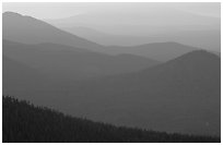 Ridges from Brokeoff Mountain. Lassen Volcanic National Park, California, USA. (black and white)