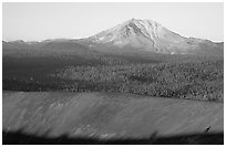 Top of Cinder cone and Lassen Peak, sunrise. Lassen Volcanic National Park ( black and white)