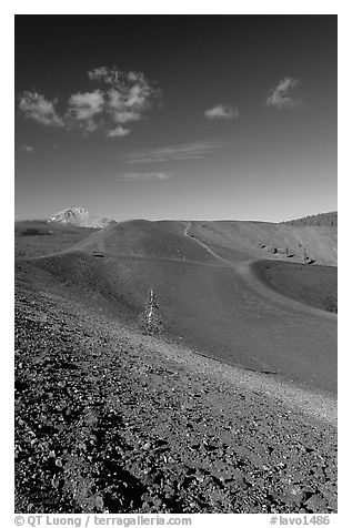 Barren cinder slopes in cone. Lassen Volcanic National Park, California, USA.