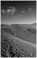 Barren cinder slopes in cone. Lassen Volcanic National Park, California, USA. (black and white)