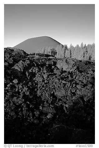 Fantastic lava beds and cinder cone, sunrise. Lassen Volcanic National Park, California, USA.