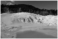 Green pool in Bumpass Hell thermal area. Lassen Volcanic National Park, California, USA. (black and white)