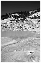 Thermal pool in Bumpass Hell thermal area. Lassen Volcanic National Park, California, USA. (black and white)
