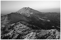 Lassen Peak ridge at sunset. Lassen Volcanic National Park, California, USA. (black and white)