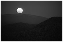 Moonrise from Prospect Peak. Lassen Volcanic National Park, California, USA. (black and white)