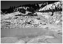 Turquoise pool in Bumpass Hell thermal area. Lassen Volcanic National Park, California, USA. (black and white)