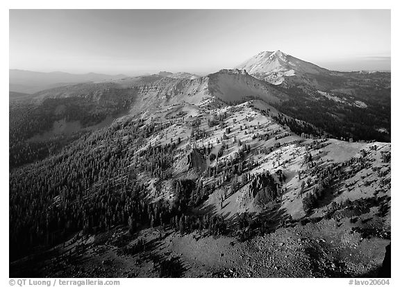 Chain of mountains around Lassen Peak, late afternoon. Lassen Volcanic National Park, California, USA.