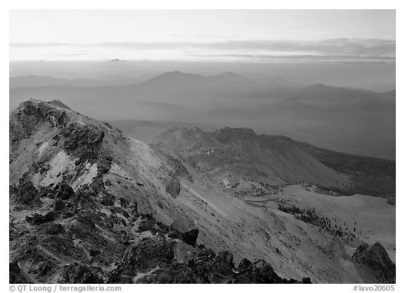 Summit of Lassen Peak at dusk. Lassen Volcanic National Park, California, USA.