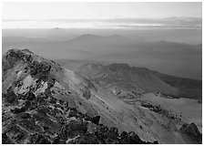 Summit of Lassen Peak at dusk. Lassen Volcanic National Park ( black and white)