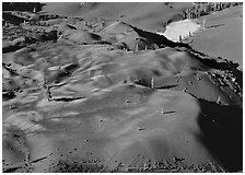 Painted dunes seen from above. Lassen Volcanic National Park, California, USA. (black and white)