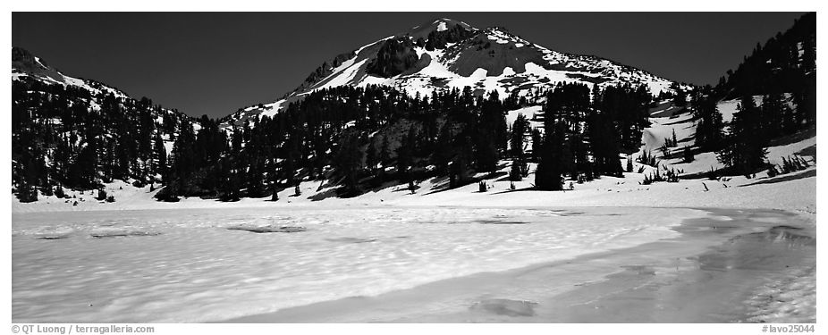 Turquoise color in ice melt below Lassen Peak. Lassen Volcanic National Park (black and white)