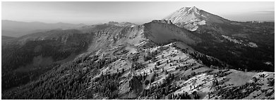 Chain of dormant volcanoes. Lassen Volcanic National Park (Panoramic black and white)