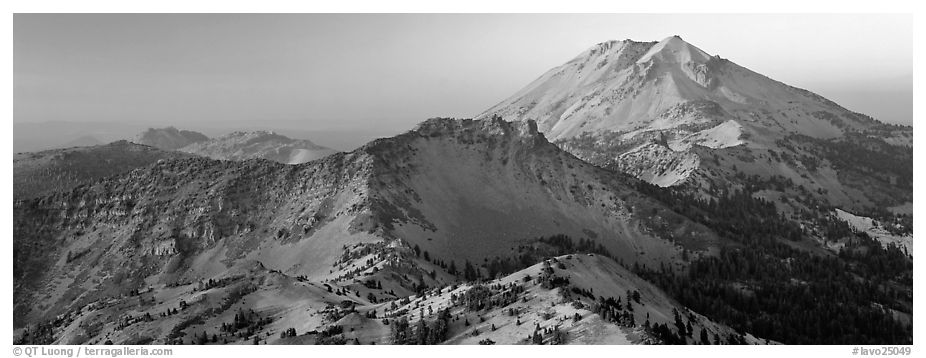 Lassen Peak at sunset. Lassen Volcanic National Park (black and white)