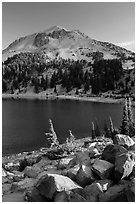 Lake Helen and Lassen Peak, late summer. Lassen Volcanic National Park ( black and white)