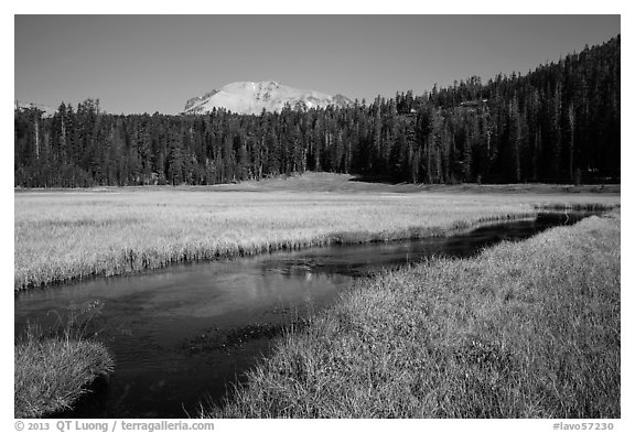 Upper Meadow and Lassen Peak, late summer. Lassen Volcanic National Park (black and white)