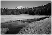 Upper Meadow and Lassen Peak, late summer. Lassen Volcanic National Park ( black and white)