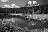 Lassen Peak above Hat Lake, late summer. Lassen Volcanic National Park ( black and white)